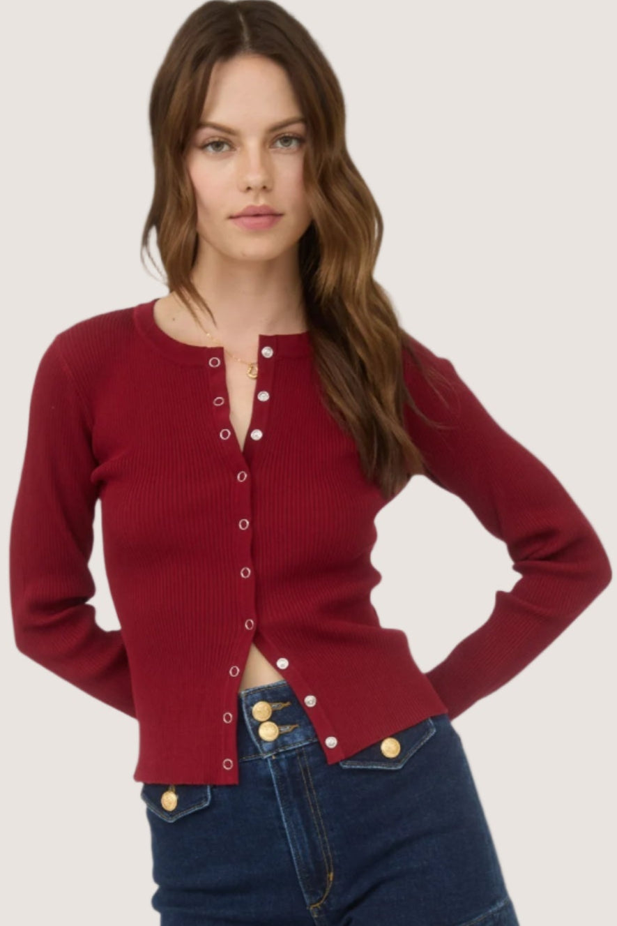 Roxy Cardigan-Deep Red