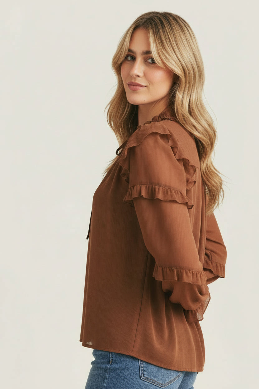 Ginger Blouse | Sheer Ruffle Blouse With Cami | Colter Maree